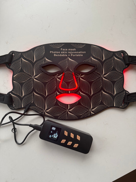 GlowPro LED face & neck mask med hele 8 ulike lys/farger