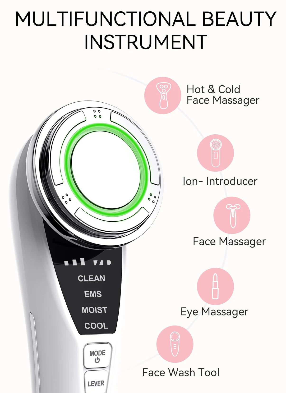 EMS Facial Massager Pro – Hot & Cold Compress, Microcurrent Face Lift, 3-Color LED Photon Therapy