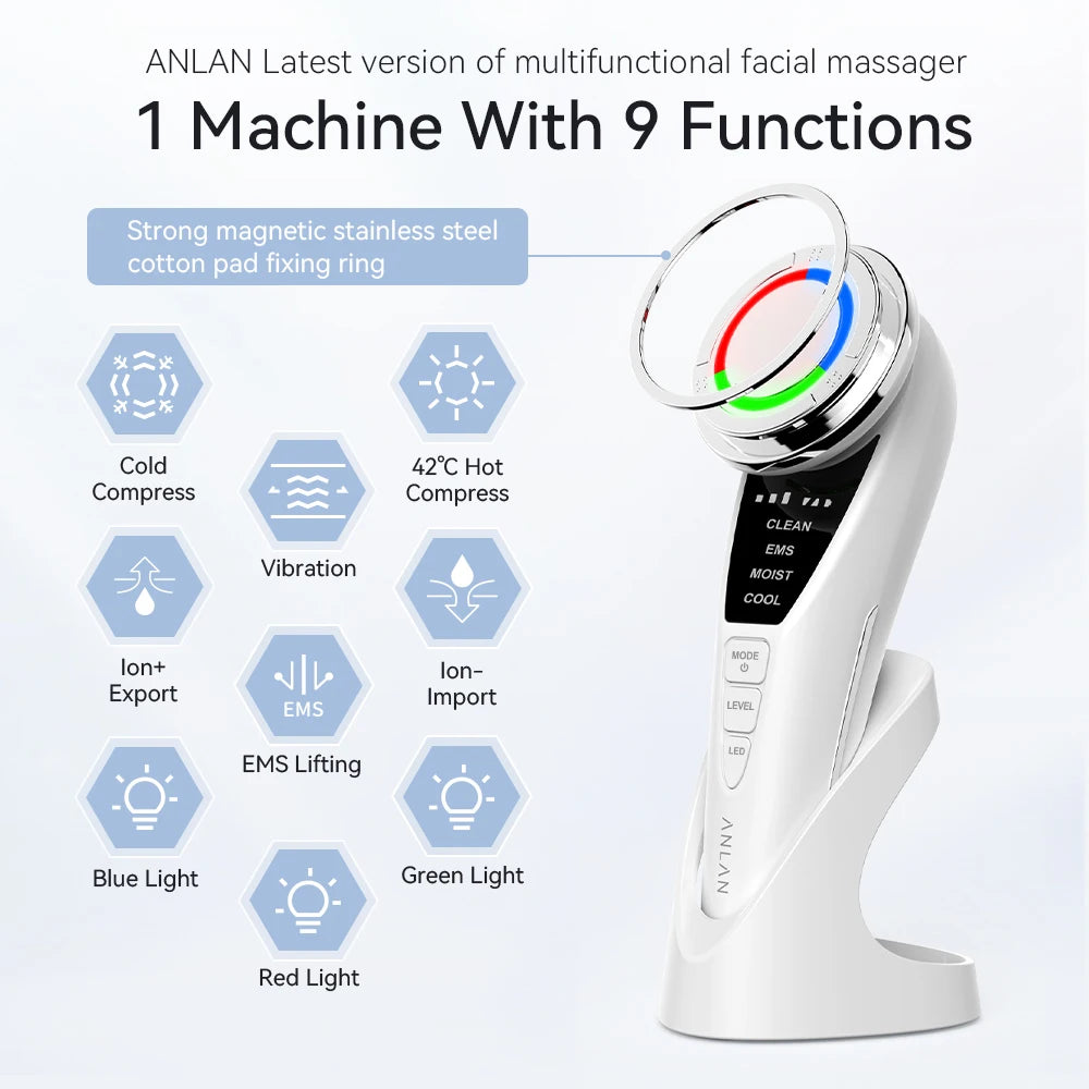 EMS Facial Massager Pro – Hot & Cold Compress, Microcurrent Face Lift, 3-Color LED Photon Therapy
