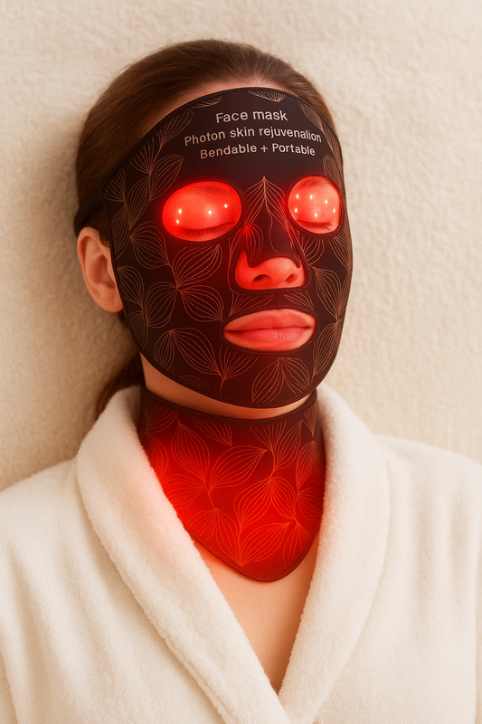 GlowPro LED face & neck mask med hele 8 ulike lys/farger