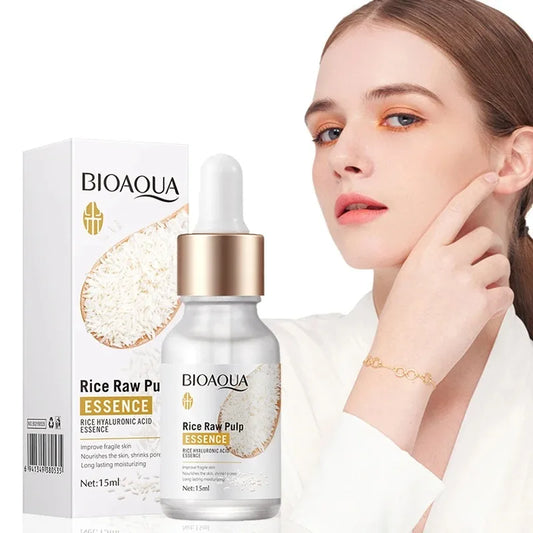 Rice Raw Pulp Serum Hyaluronic Acid Face Nourishing Moisturizing Whitening Anti-Wrinkle Shrinks Pores Skin Care Beauty Health