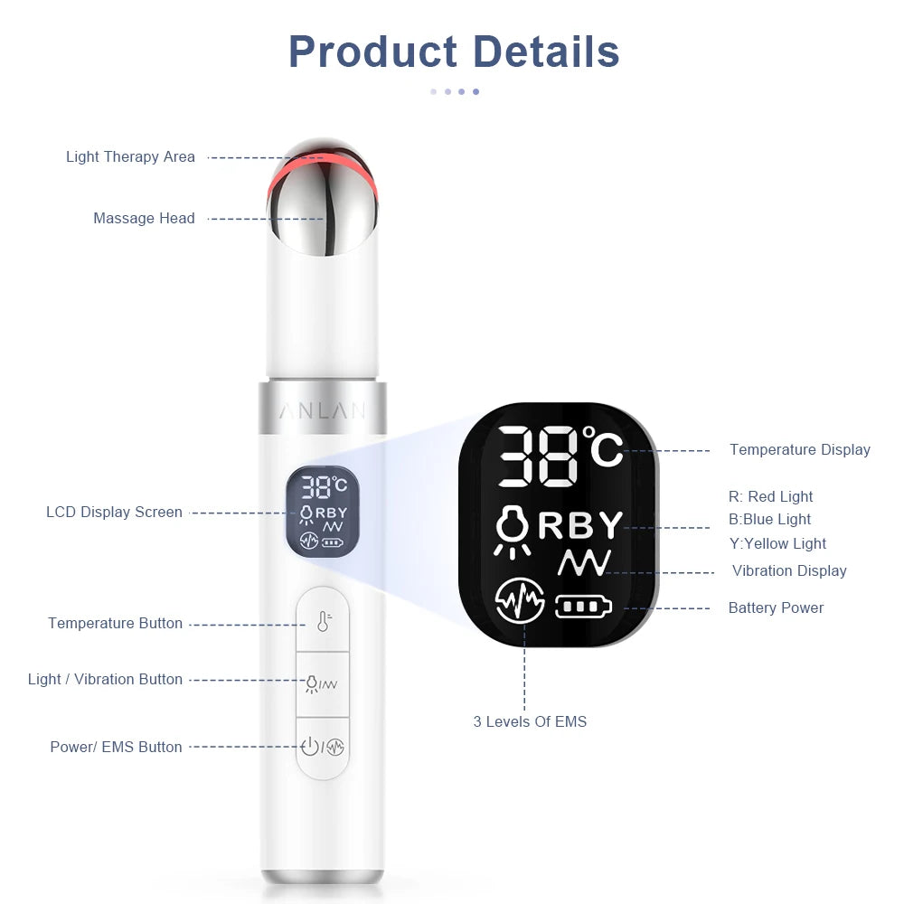 EyeLift Pro™ – EMS Eye Massager med Varme, Vibrasjon & Lysterapi