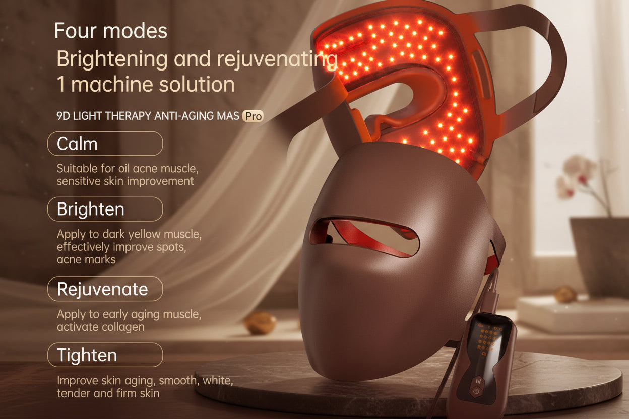LED Ansiktsmaske med 320 Lysdioder – Hudforyngelse, Anti‑Rynke og Anti‑Akne