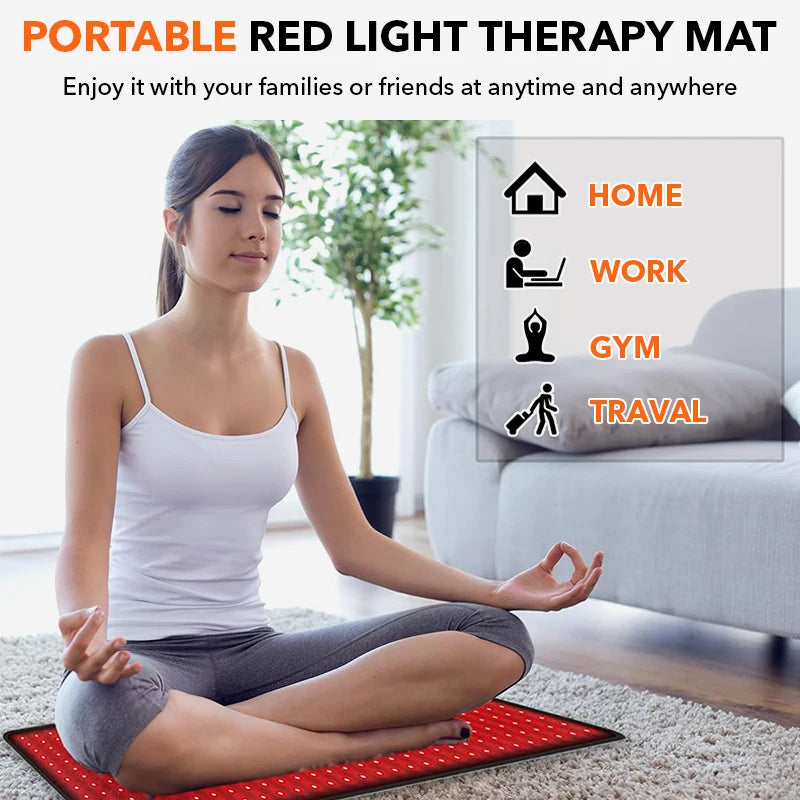 Dual-Wavelength Red Light Pad 360 LEDs (660nm & 850nm) Heating Mat for Muscle Pain, Relaxation Large Size Back & Shoulder Relief