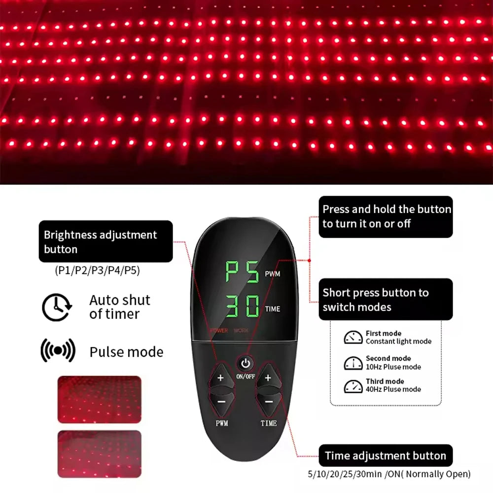 2570 Uds LED 660nm almohadilla de terapia de luz roja saco de dormir 850nm terapia de luz infrarroja cercana almohadilla grande
