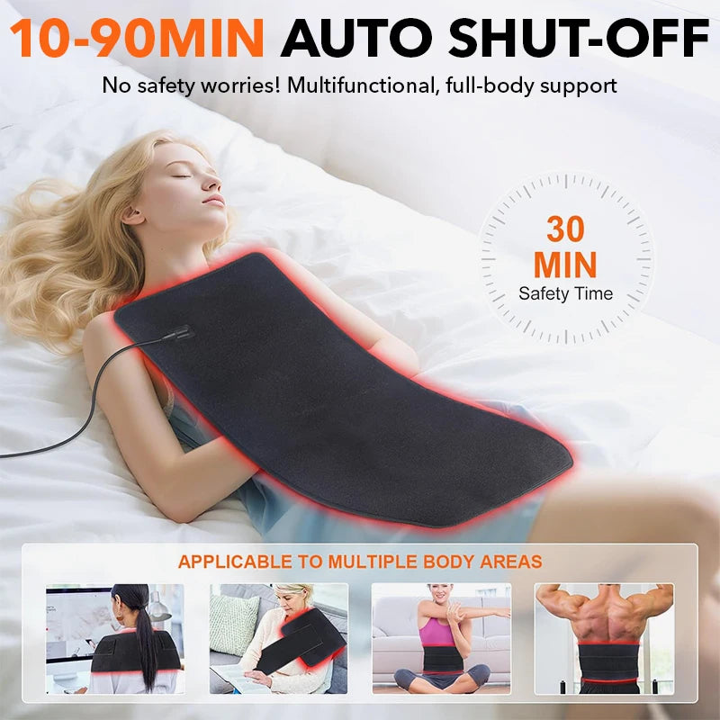 Dual-Wavelength Red Light Pad 360 LEDs (660nm & 850nm) Heating Mat for Muscle Pain, Relaxation Large Size Back & Shoulder Relief