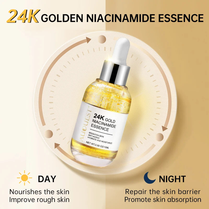 AUQUEST 24K Gold Niacinamide Essence - Anti-Aging & Fuktighetsboost