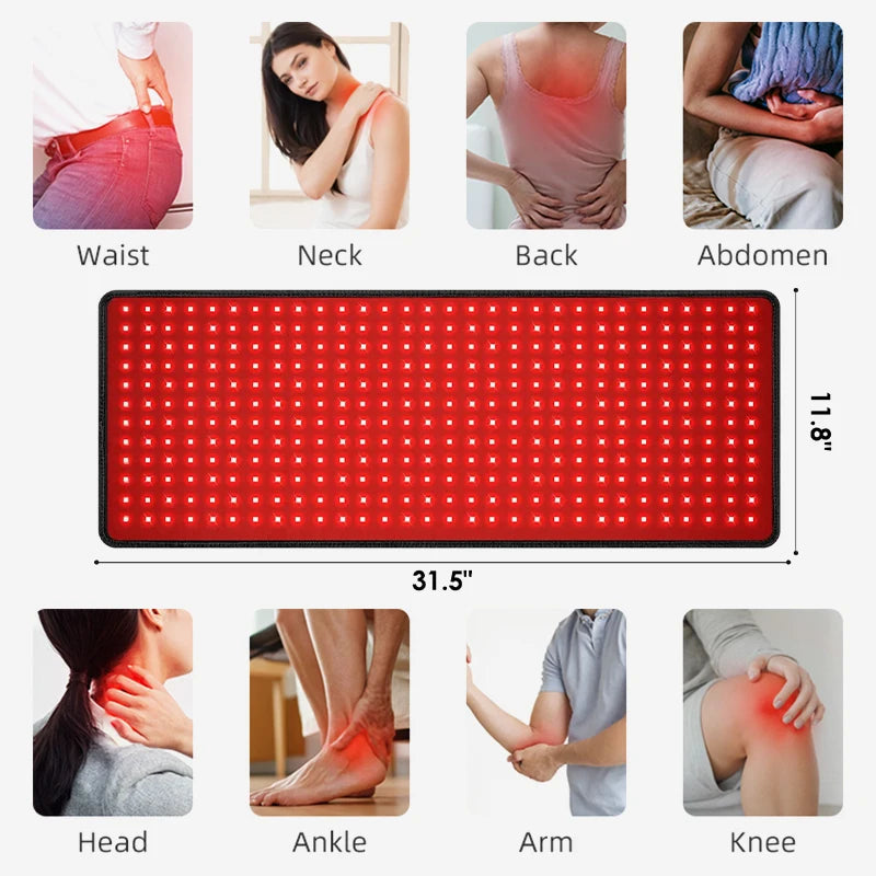 Dual-Wavelength Red Light Pad 360 LEDs (660nm & 850nm) Heating Mat for Muscle Pain, Relaxation Large Size Back & Shoulder Relief