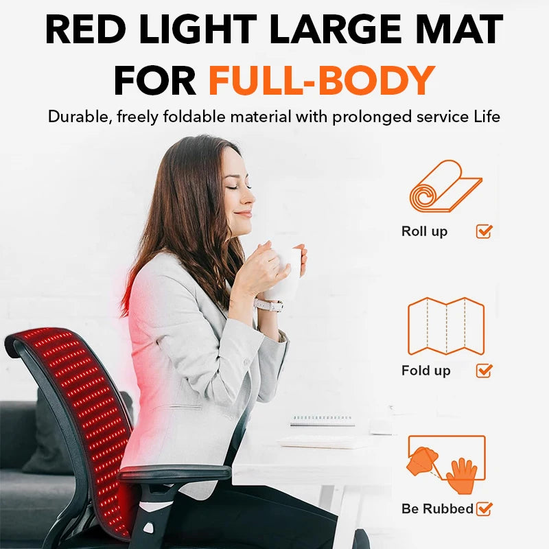Dual-Wavelength Red Light Pad 360 LEDs (660nm & 850nm) Heating Mat for Muscle Pain, Relaxation Large Size Back & Shoulder Relief