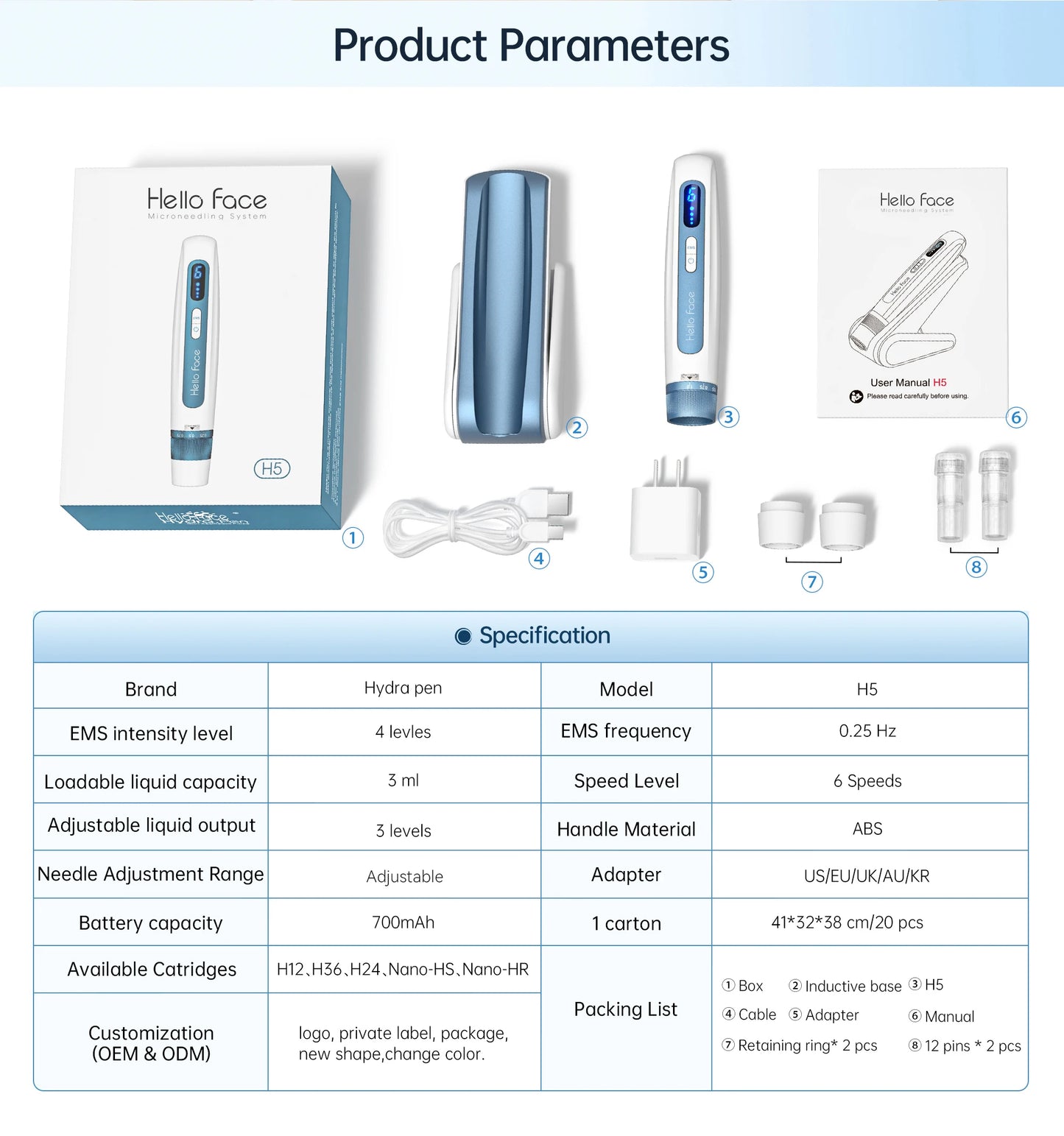 Hydra pen H5 – 2-i-1 EMS + Dermapen skin care kit for hjemmebruk