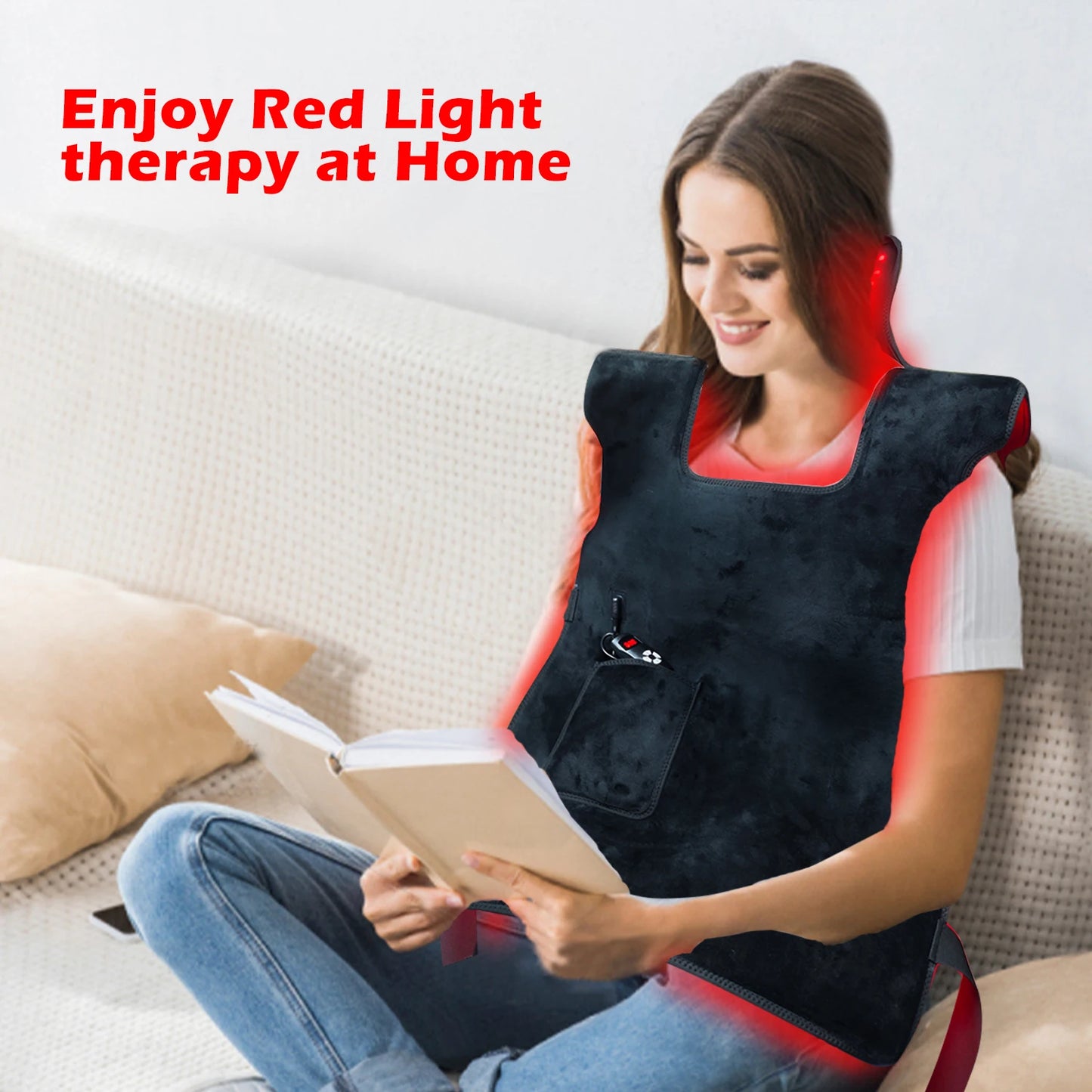 Red Light Therapy Vest for Body, 3-in-1 Led Bead 660&850 nm Infrared Light Therapy Pad for Body Wearable Wrap Pain Relief Device