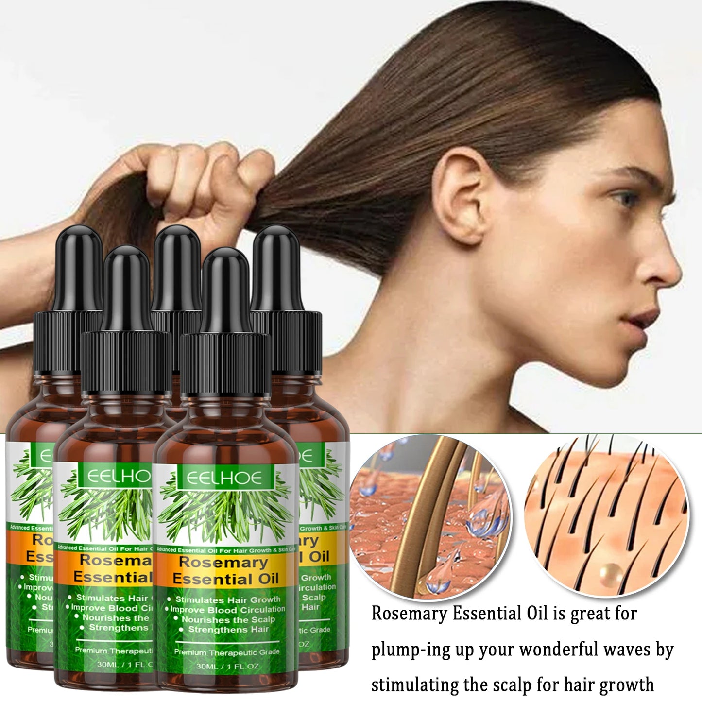 Rosmarin & Kokos Hårvekstolje – Naturlig Styrke & Næring