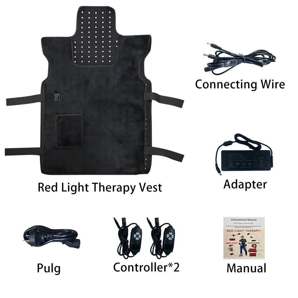 Red Light Therapy Vest for Body, 3-in-1 Led Bead 660&850 nm Infrared Light Therapy Pad for Body Wearable Wrap Pain Relief Device