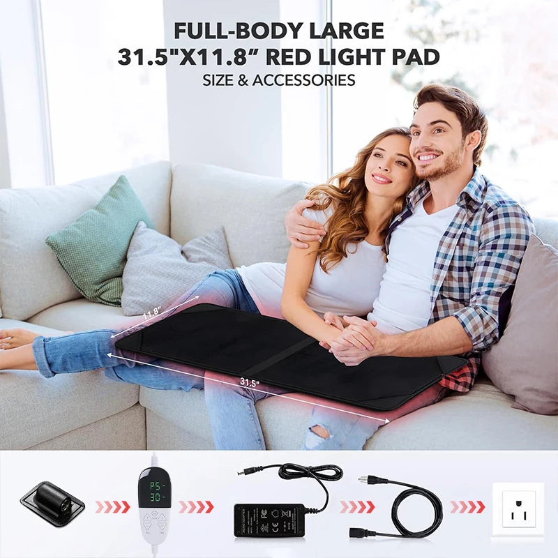 Dual-Wavelength Red Light Pad 360 LEDs (660nm & 850nm) Heating Mat for Muscle Pain, Relaxation Large Size Back & Shoulder Relief