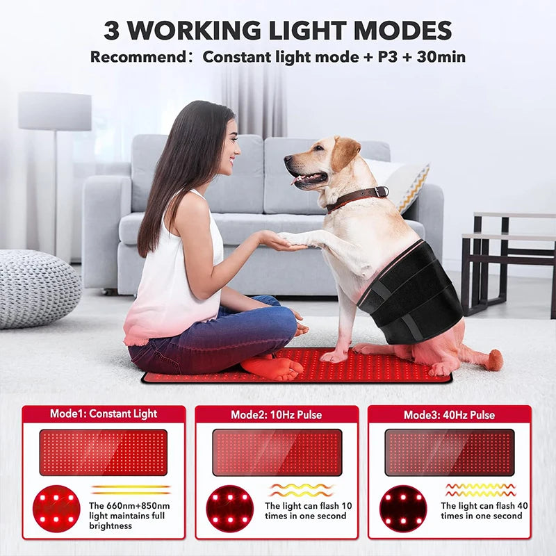 Dual-Wavelength Red Light Pad 360 LEDs (660nm & 850nm) Heating Mat for Muscle Pain, Relaxation Large Size Back & Shoulder Relief